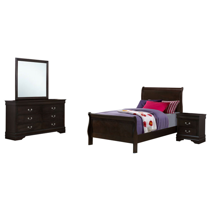 Louis Philippe 4-piece Twin Bedroom Set Cappuccino - Walo Furniture 