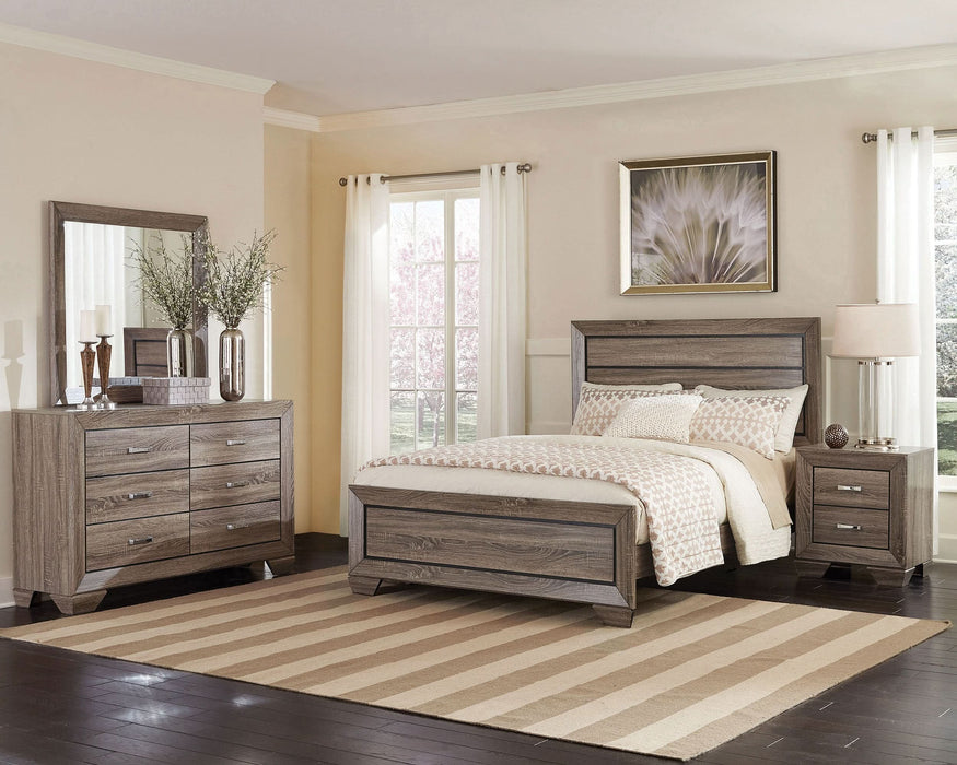 Kauffman Wood Eastern King Panel Bed Washed Taupe - Walo Furniture 