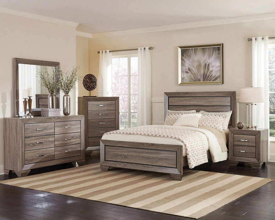 Kauffman Wood Eastern King Panel Bed Washed Taupe - Walo Furniture 