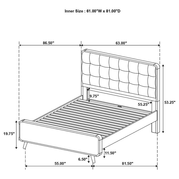 Robyn Wood Queen Platform Bed Dark Walnut - Walo Furniture 