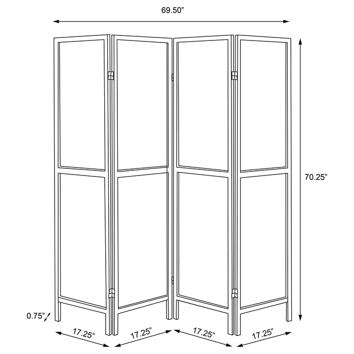 Deepika 4-Panel Room Divider Folding Screen Grey Driftwood - Walo Furniture 