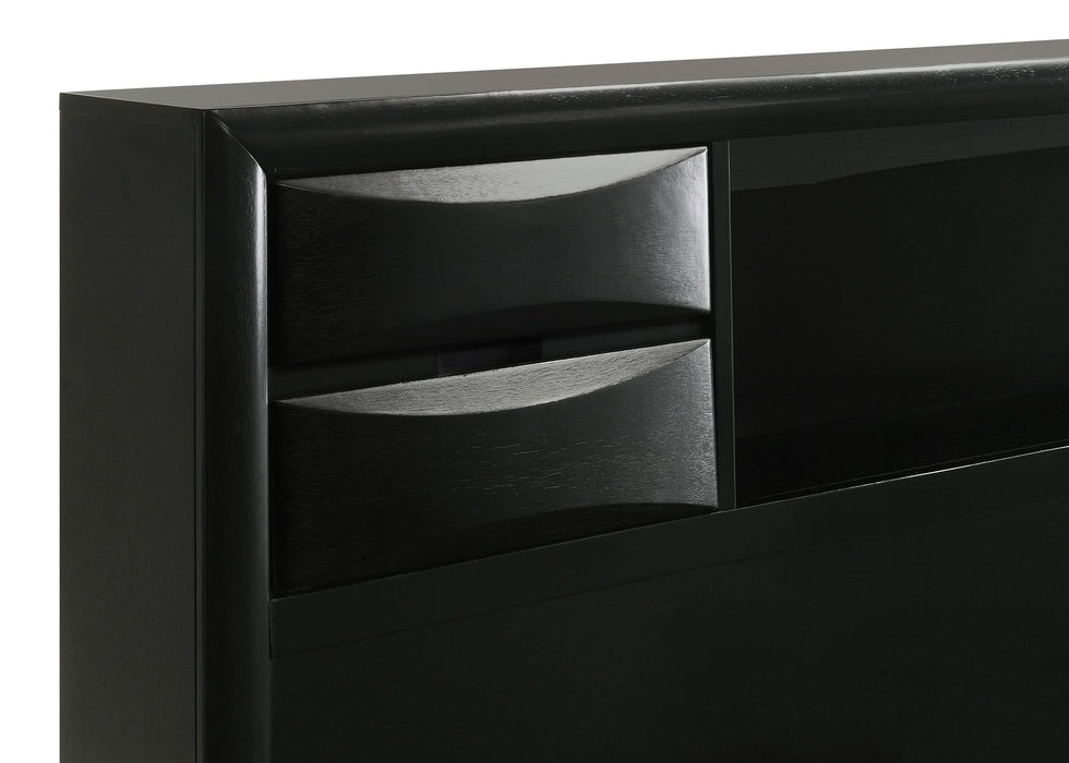 Briana Wood Queen Storage Bookcase Bed Black - Walo Furniture 