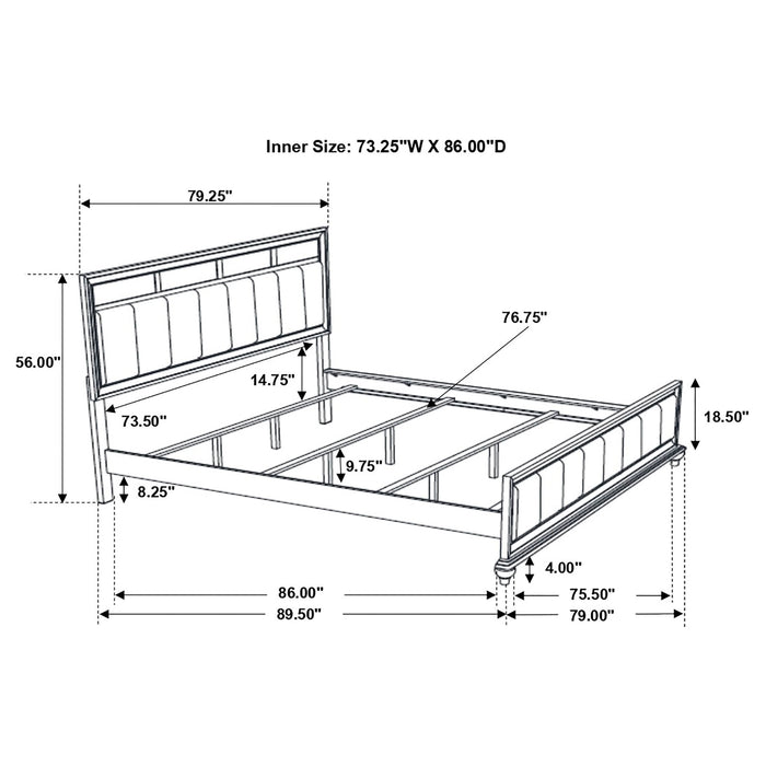 Barzini Wood California King Panel Bed White - Walo Furniture 