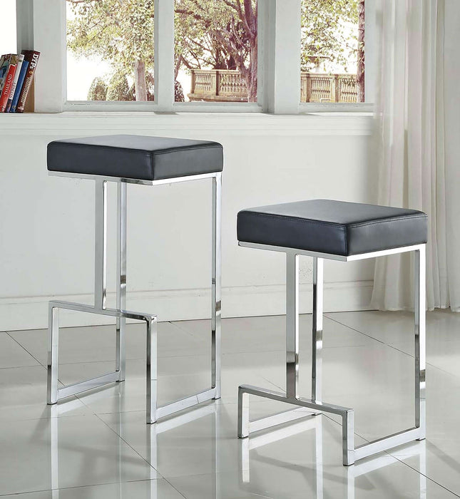 Gervase Square Counter Height Stool Black and Chrome - Walo Furniture 