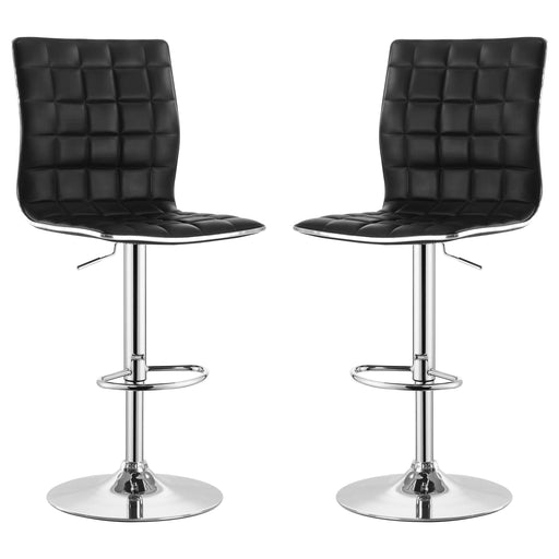 Ashbury Upholstered Adjustable Bar Stool Black (Set of 2) - Walo Furniture 