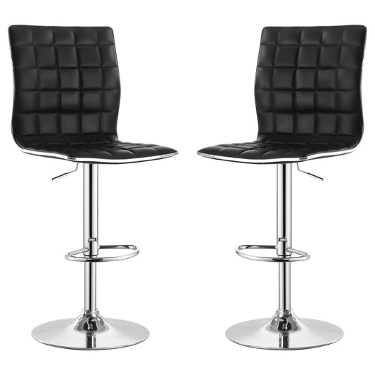 Ashbury Upholstered Adjustable Bar Stool Black (Set of 2) - Walo Furniture 