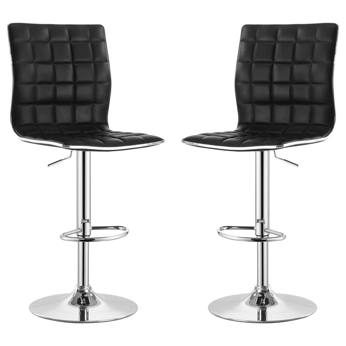 Ashbury Upholstered Adjustable Bar Stool Black (Set of 2) - Walo Furniture 