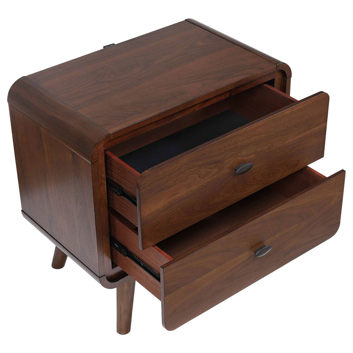 Robyn 2-drawer Nightstand Bedside Table Dark Walnut - Walo Furniture 