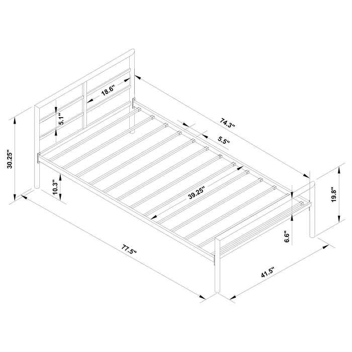 Fisher Metal Twin Open Frame Bed Gunmetal - Walo Furniture 