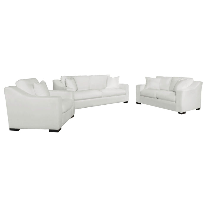 Ashlyn 3-piece Upholstered Sloped Arm Sofa Set White