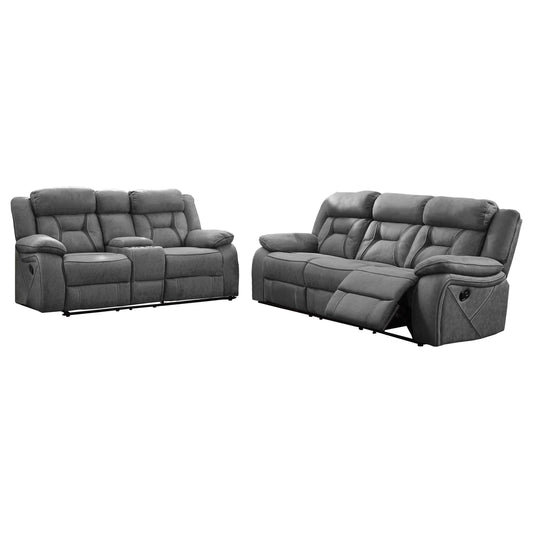 Higgins 2-piece Upholstered Motion Reclining Sofa Set Grey - Walo Furniture 