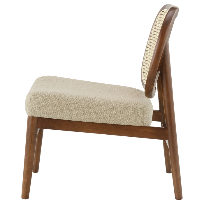 Rayo Rattan Cane Back Accent Chair with Padded Seat Camel