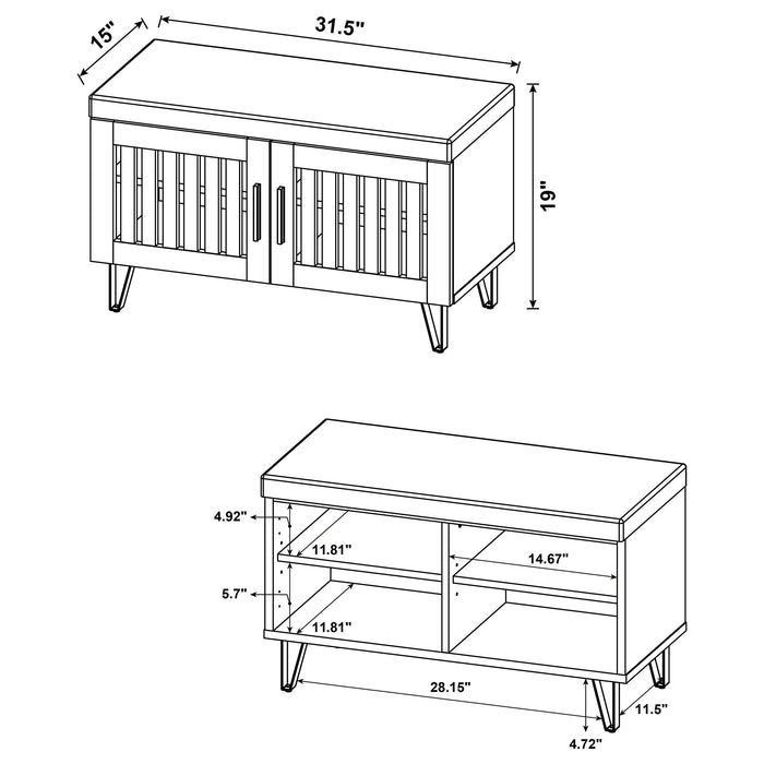 Brixton 2-door Padded Entryway Shoe Storage Bench White Oak