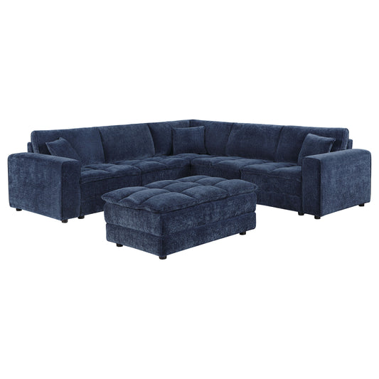 Atlantic 6-piece Upholstered Modular Sectional Sofa Blue