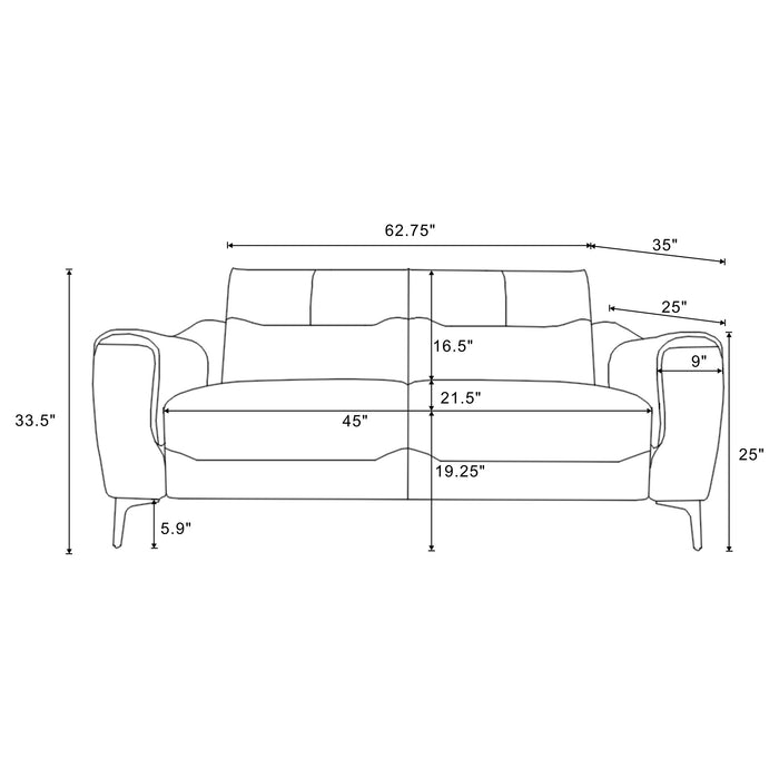 Nolan 2-piece Upholstered Sofa Set Charcoal