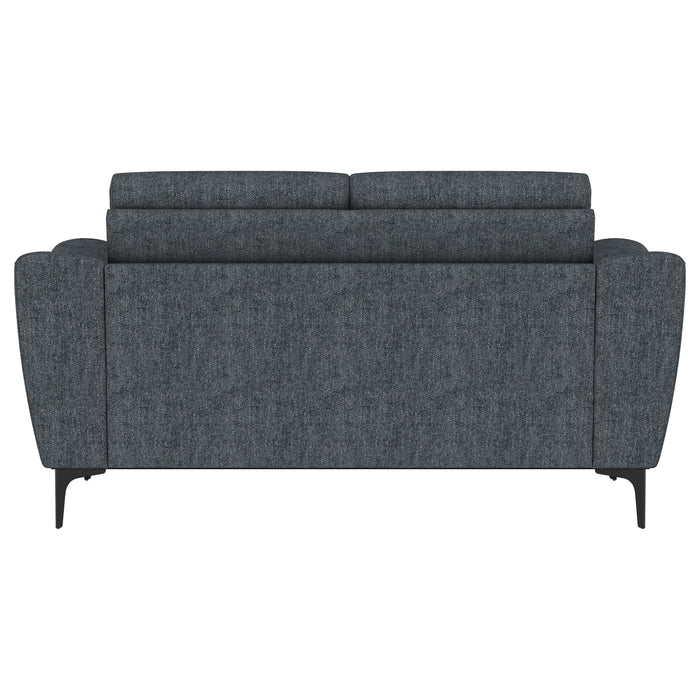 Nolan Upholstered Sloped Track Arm Loveseat Charcoal