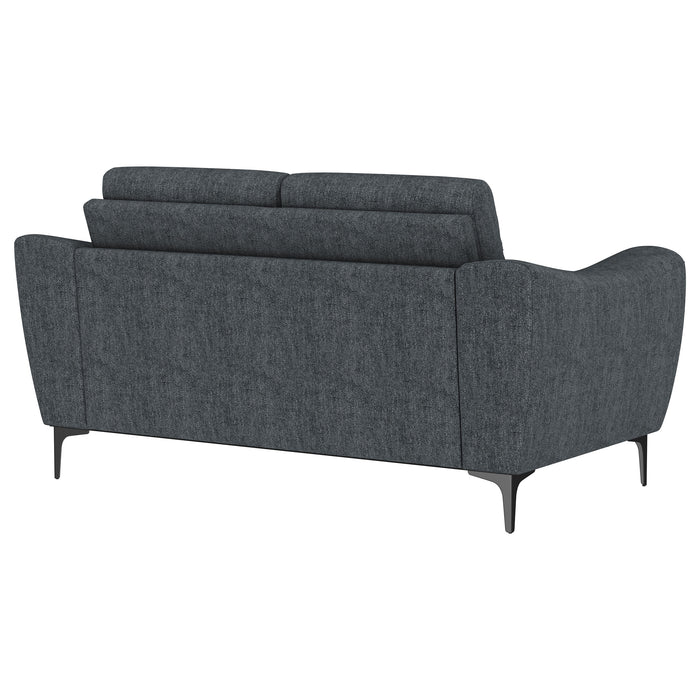 Nolan Upholstered Sloped Track Arm Loveseat Charcoal