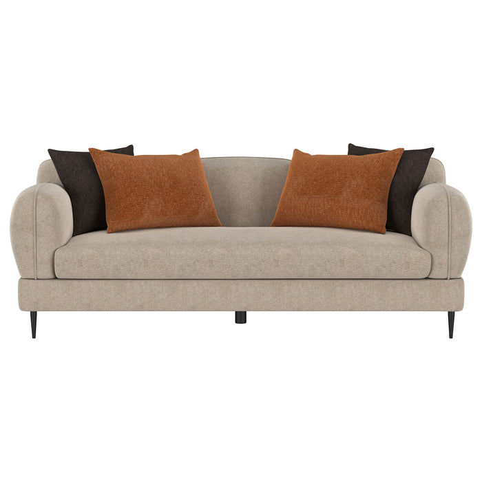 Jade Chenille Upholstered Sculpted Track Arm Sofa Latte