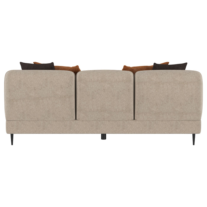 Jade Chenille Upholstered Sculpted Track Arm Sofa Latte