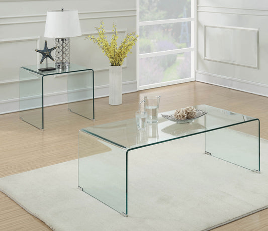 Ripley 2-piece Bent Glass Coffee and End Table Set Clear