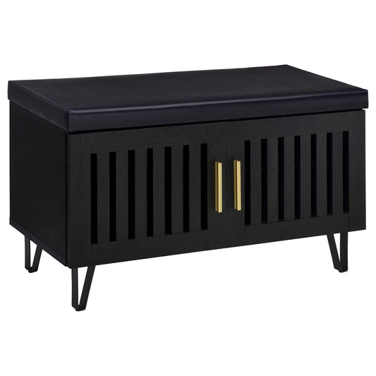 Brixton 2-door Padded Entryway Shoe Storage Bench Black