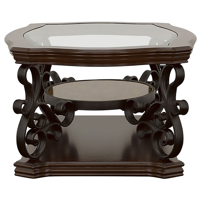 Laney 3-piece Glass Top Coffee and End Table Set Dark Merlot