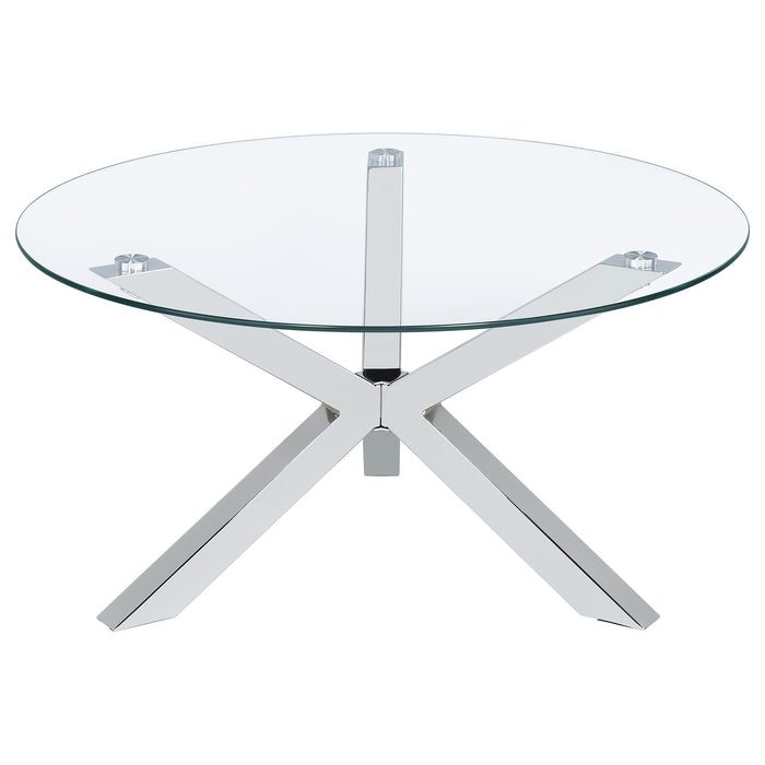 Kenzie 3-piece Round Coffee and End Table Set Chrome