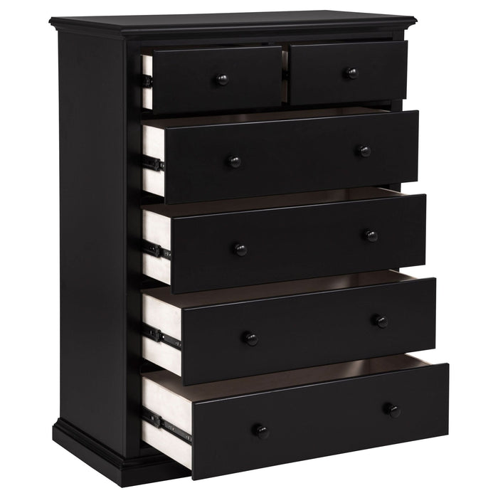 Sumerlin 6 - drawer Bedroom Chest of Drawers Black - Walo Furniture