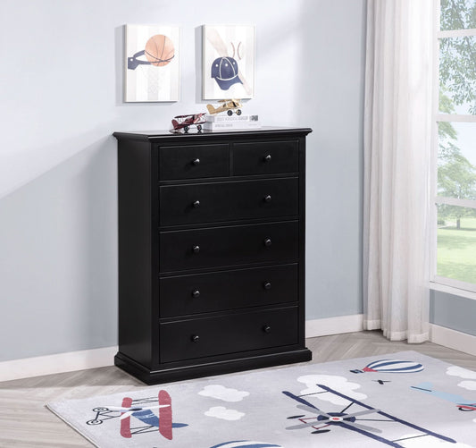 Sumerlin 6 - drawer Bedroom Chest of Drawers Black - Walo Furniture