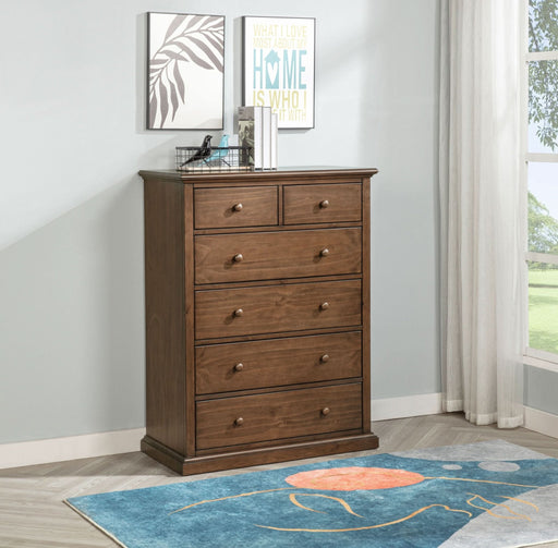 Sumerlin 6 - drawer Bedroom Chest of Drawers Medium Brown - Walo Furniture