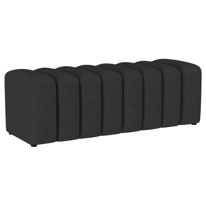 Summer Fabric Upholstered Tufted Accent Bench Charcoal - Walo Furniture