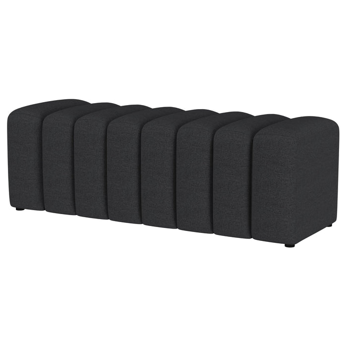 Summer Fabric Upholstered Tufted Accent Bench Charcoal - Walo Furniture