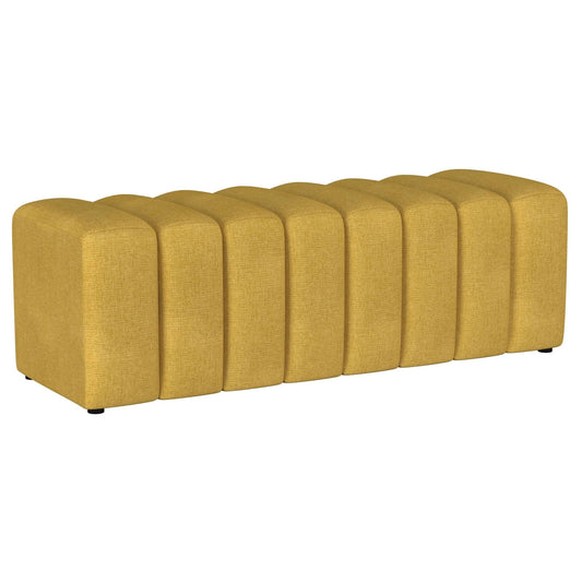 Summer Fabric Upholstered Tufted Accent Bench Mustard Yellow - Walo Furniture