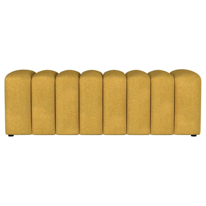 Summer Fabric Upholstered Tufted Accent Bench Mustard Yellow - Walo Furniture