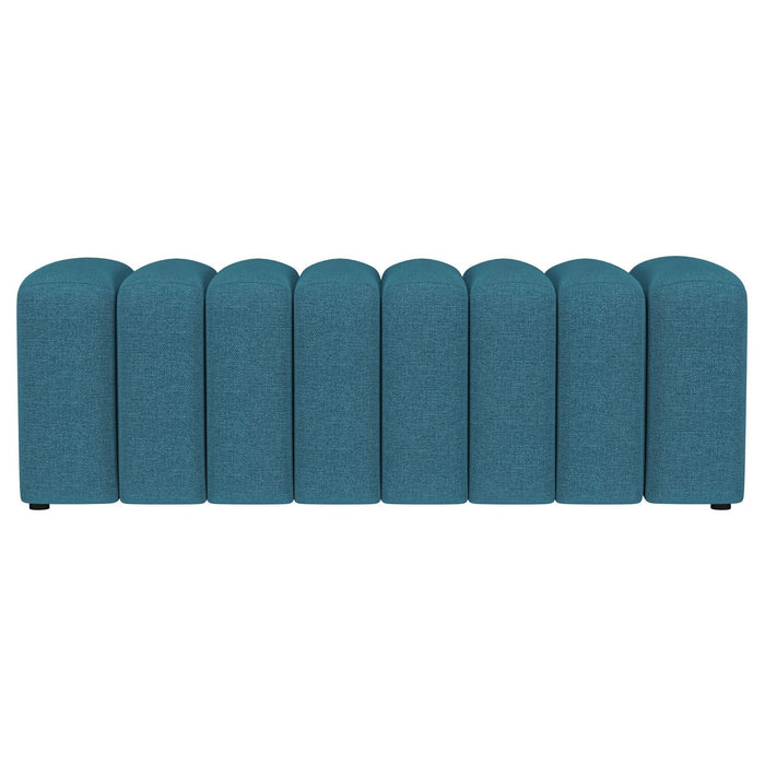 Summer Fabric Upholstered Tufted Accent Bench Peacock Blue - Walo Furniture