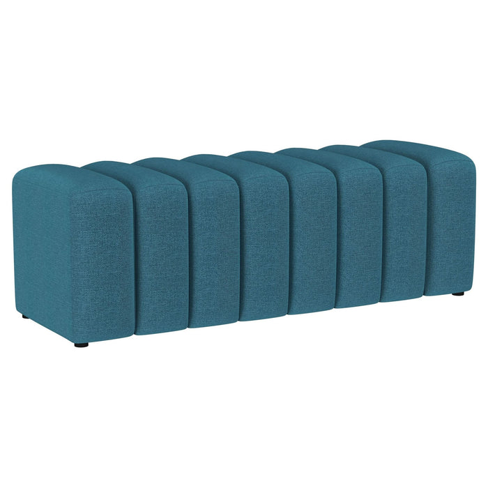 Summer Fabric Upholstered Tufted Accent Bench Peacock Blue - Walo Furniture