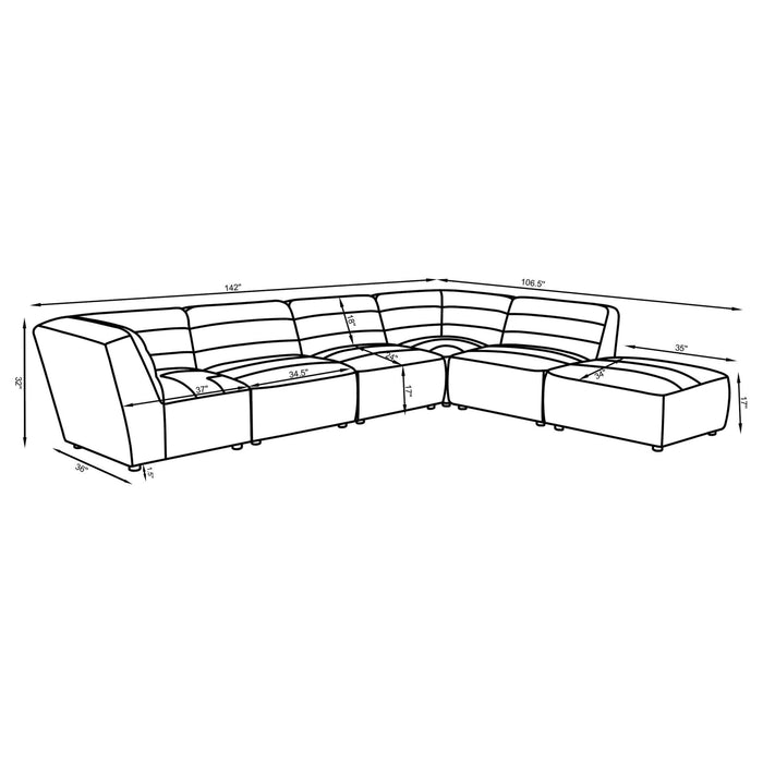 Sunny 6 - piece Upholstered Modular Sectional Sofa Charcoal - Walo Furniture