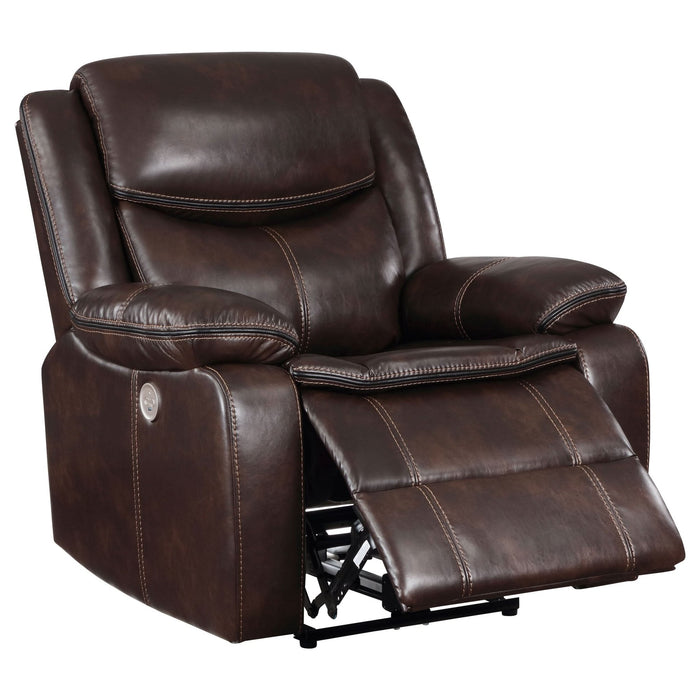 Sycamore Upholstered Power Recliner Chair Dark Brown - Walo Furniture