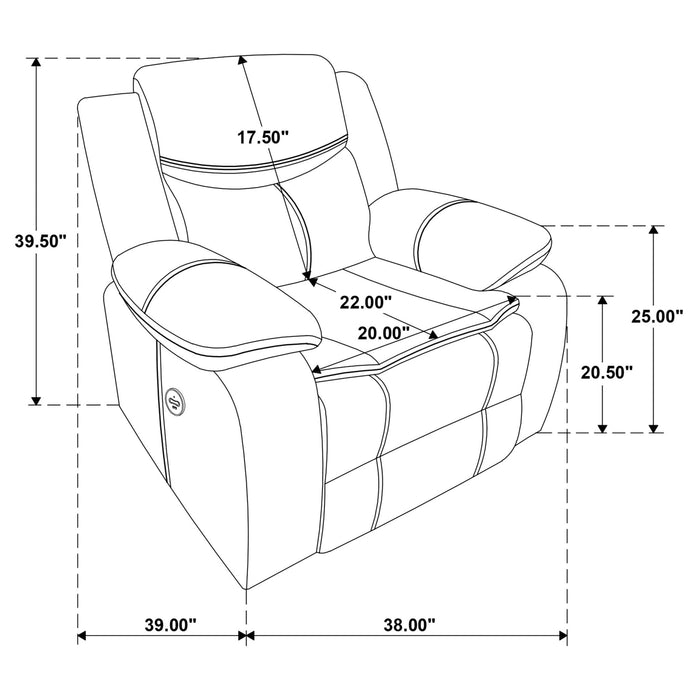 Sycamore Upholstered Power Recliner Chair Dark Brown - Walo Furniture