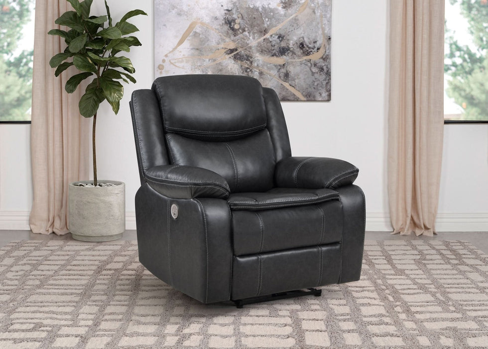 Sycamore Upholstered Power Recliner Chair Dark Grey - Walo Furniture