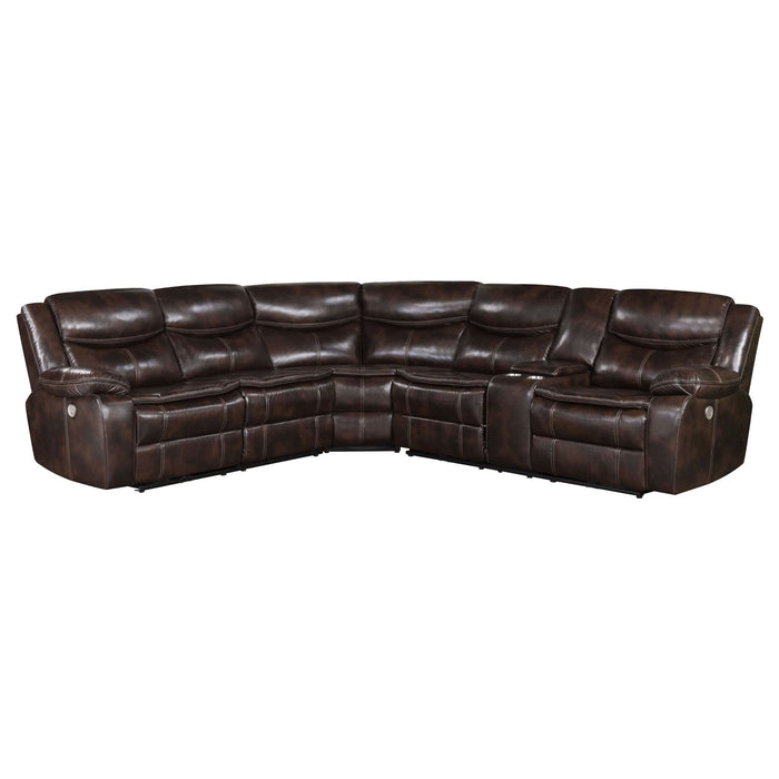 Sycamore Upholstered Power Reclining Sectional Sofa Brown - Walo Furniture