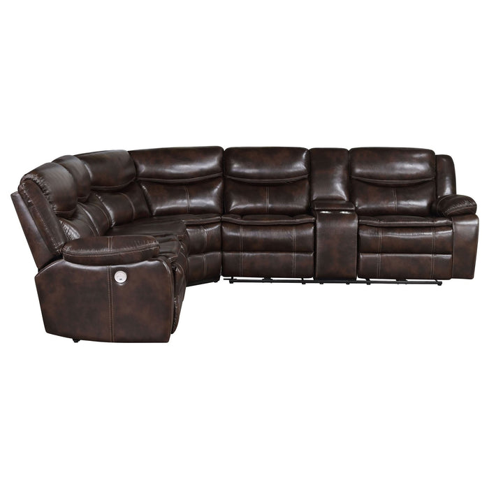 Sycamore Upholstered Power Reclining Sectional Sofa Brown - Walo Furniture