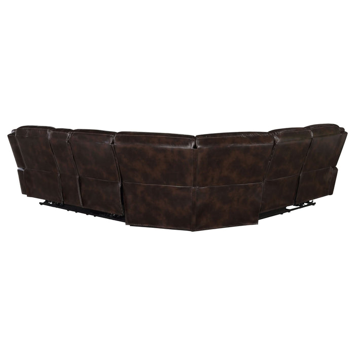 Sycamore Upholstered Power Reclining Sectional Sofa Brown - Walo Furniture