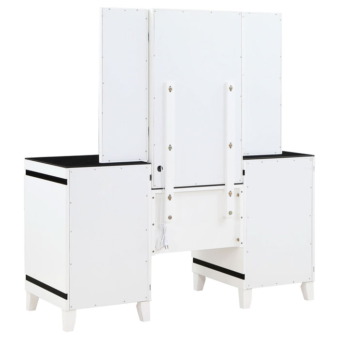 Talei 6 - drawer Vanity Set with Lighting Black and White - Walo Furniture