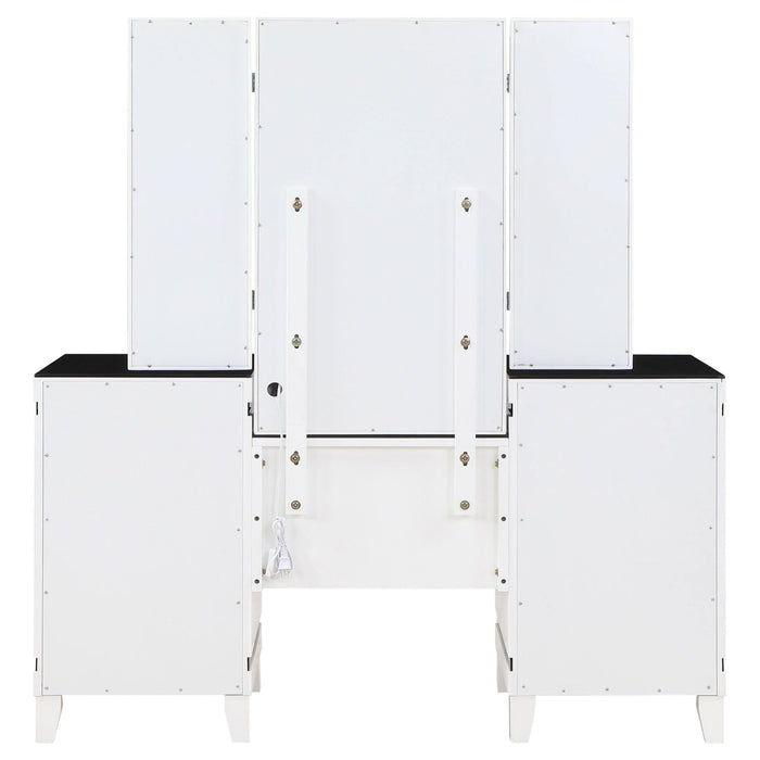 Talei 6 - drawer Vanity Set with Lighting Black and White - Walo Furniture