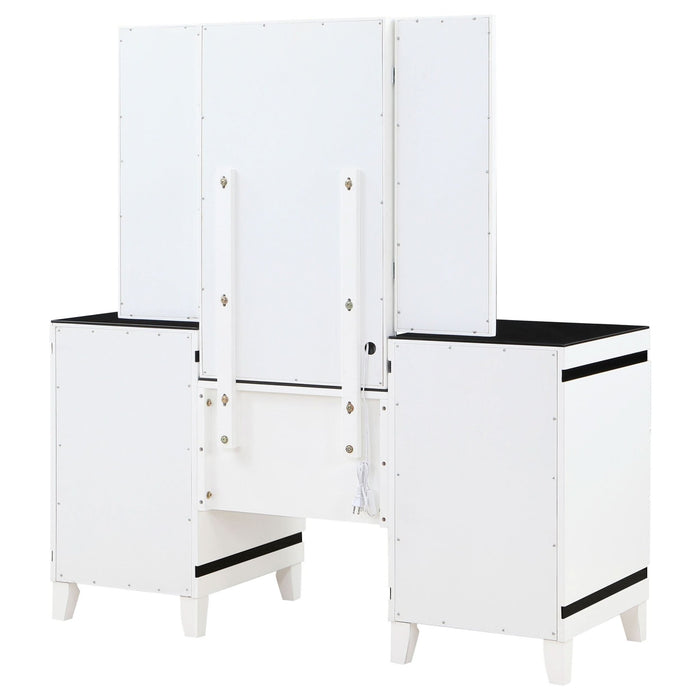 Talei 6 - drawer Vanity Set with Lighting Black and White - Walo Furniture