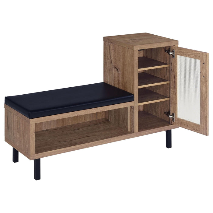 Teller 1 - door Entryway Shoe Storage Bench Natural Oak - Walo Furniture