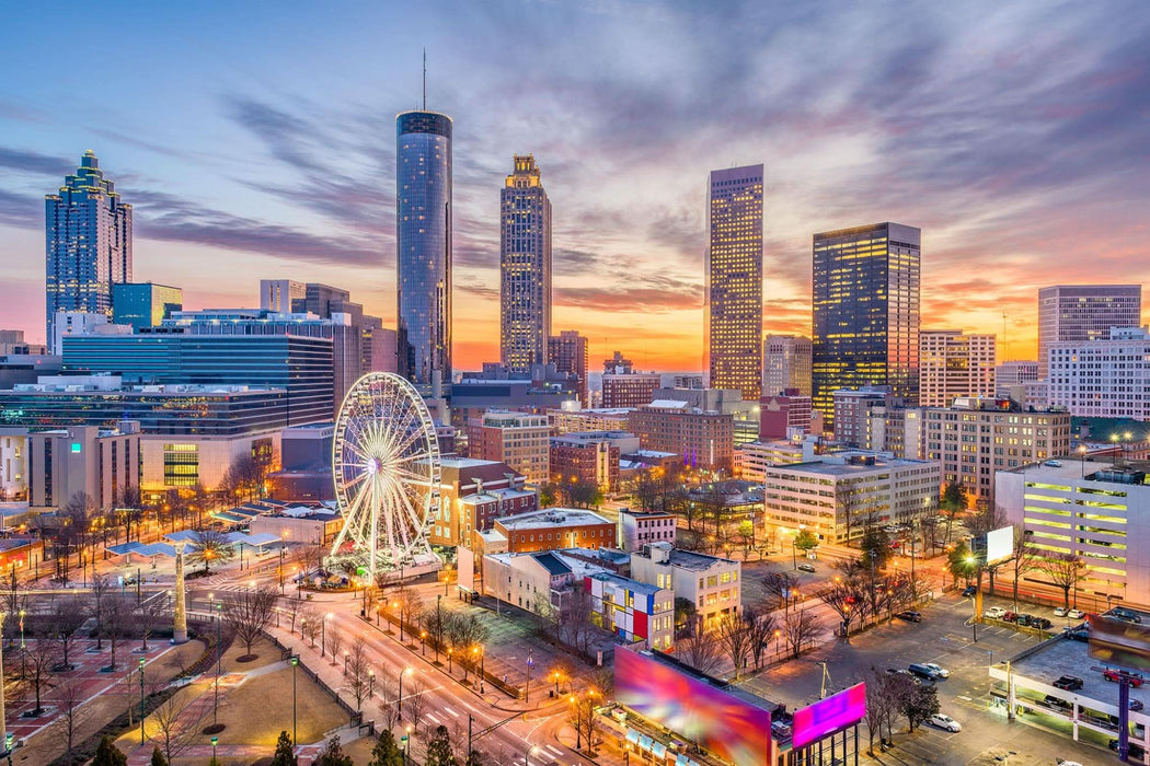 Temp Glass w/ Foil – Atlanta Skyline - Walo Furniture