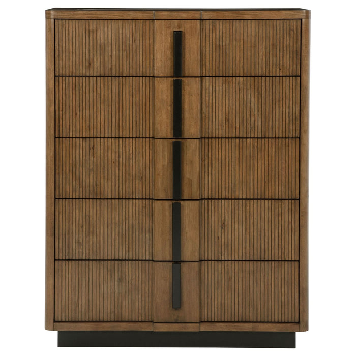 Terrace 5 - drawer Chest of Drawers Ash Brown - Walo Furniture