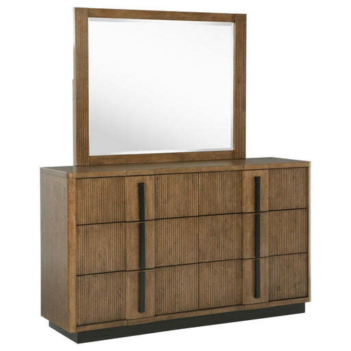 Terrace 6 - drawer Dresser and Mirror Ash Brown - Walo Furniture